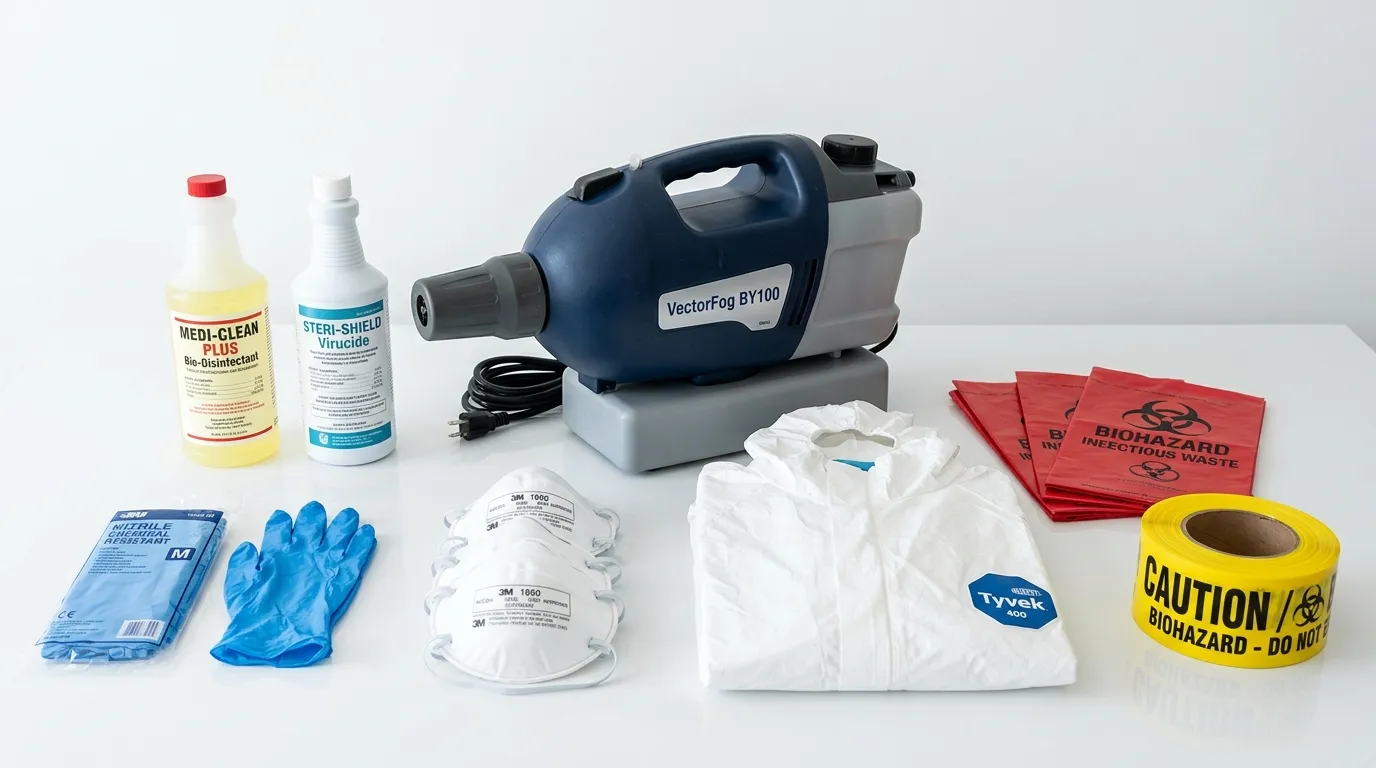 Professional biohazard remediation crew working in Pickerington