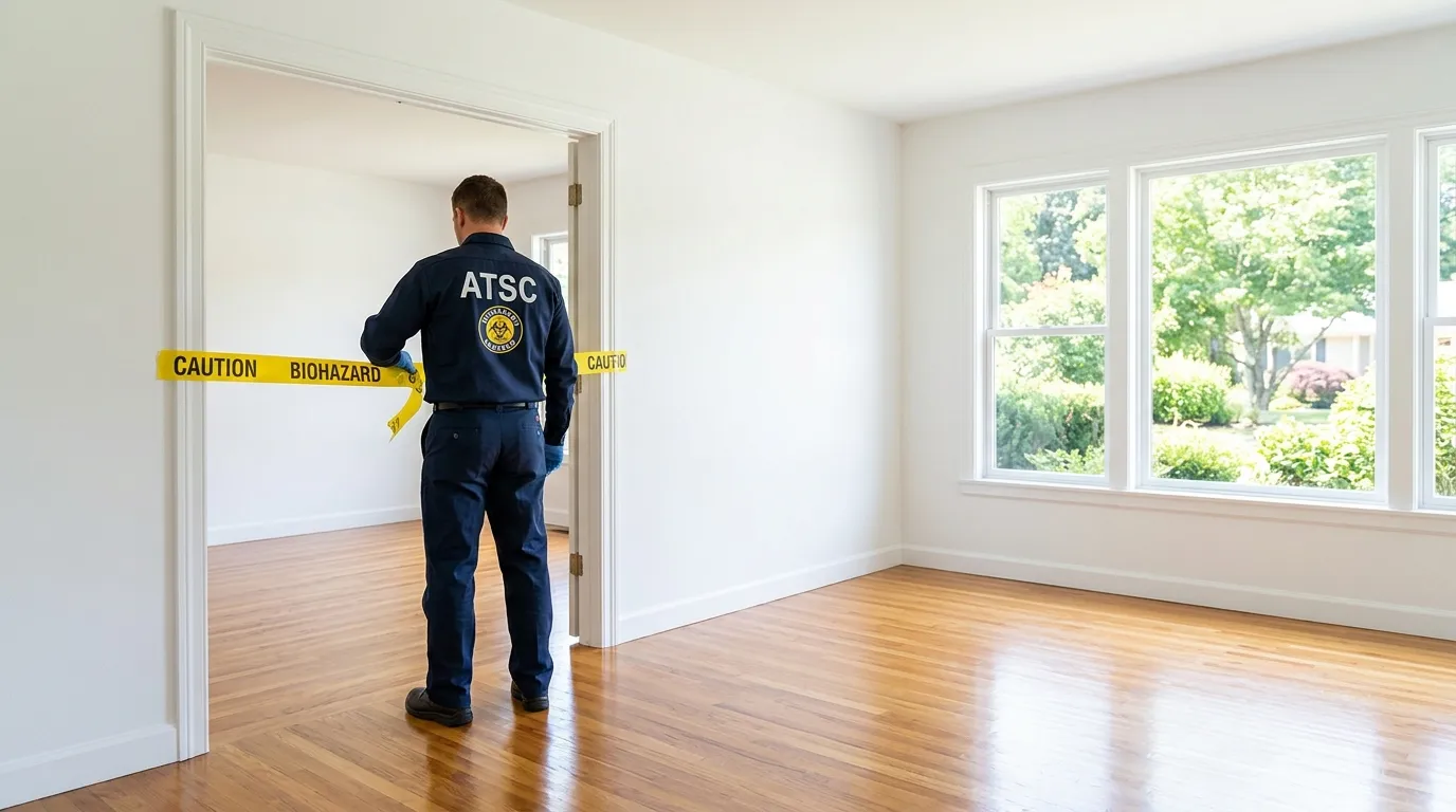 Certified biohazard cleanup crew performing Decomposition Cleanup in Pickerington